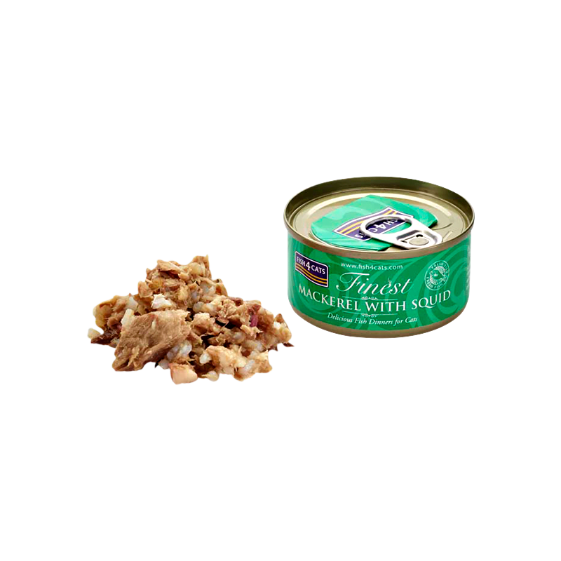 Fish4Cats cans Mackerel with Squid, 10 x 70g Sevenoaks Animal Feeds