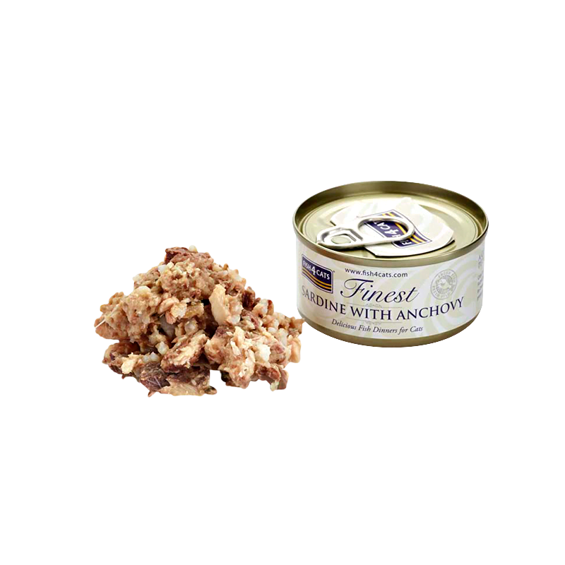 Fish4Cats cans Sardine with Anchovy, 10 x 70g Sevenoaks Animal Feeds